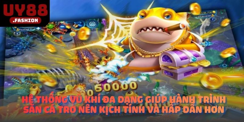 Hệ thống vũ khí đa dạng giúp hành trình săn cá trở nên kịch tính và hấp dẫn hơn