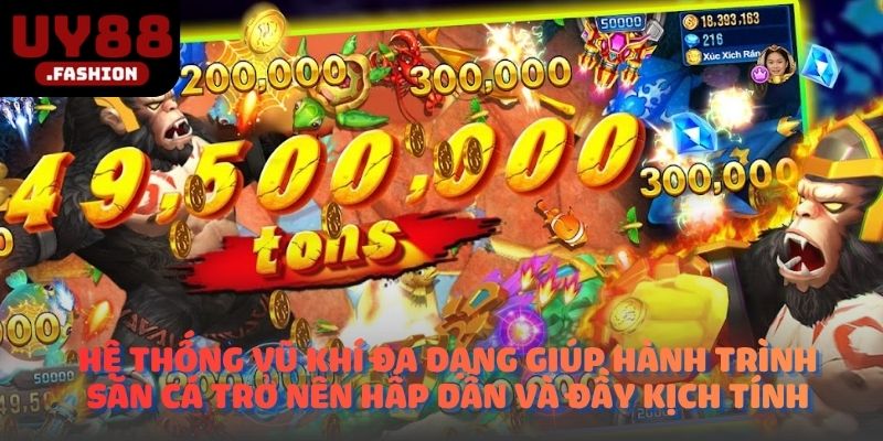 Hệ thống vũ khí đa dạng giúp hành trình săn cá trở nên hấp dẫn và đầy kịch tính