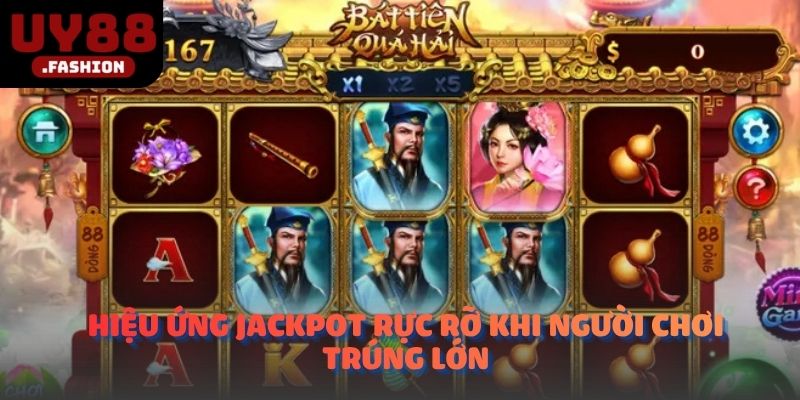 Hiệu ứng jackpot rực rỡ khi người chơi trúng lớn.